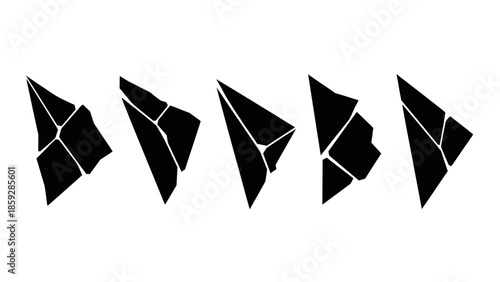 Abstract graphic shapes in sequence digital design elements on white background