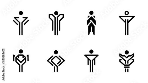 Abstract human figures in geometric lines for various concept designs