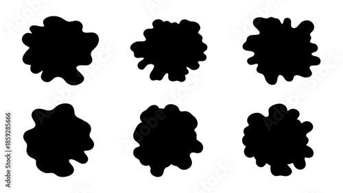 Abstract ink blots set on white background for graphic design elements