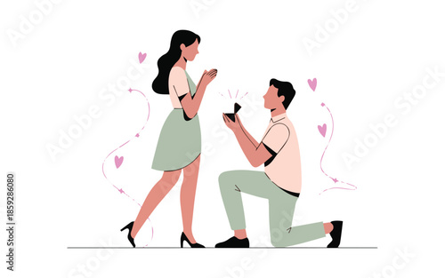 Man proposing to woman with a ring in a romantic gesture