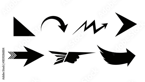 Set of black arrow icons for navigation and directional guidance