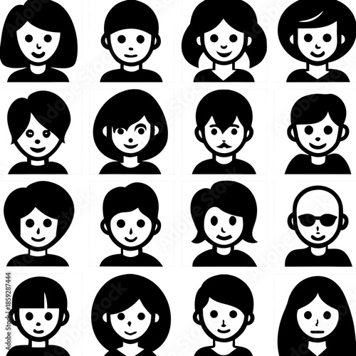 boy and girl faces icon