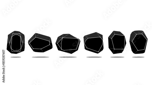 Stylized black stone elements against white background for various design applications
