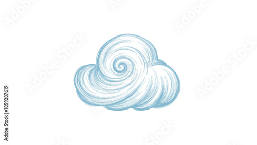Stylized blue cloud illustration isolated on white background for design