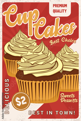 Delicious Cupcakes Best Choice Retro Bakery Poster