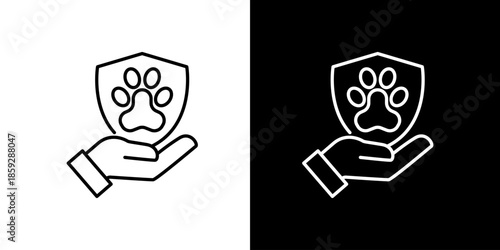 Protective Hand Shielding Pet Paw Icon Symbol of Animal Welfare, Care, and Safety Services, Ideal for Veterinary Clinics and Pet Insurance Concepts
