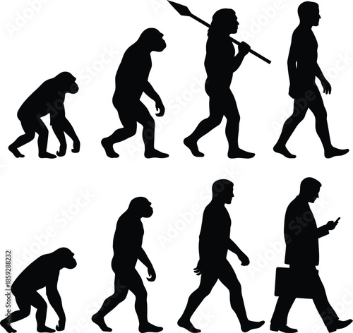 The evolution of man from ape to modern businessman