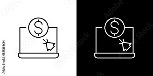 Digital income and online payment processing icon, showcasing internet earnings, monetary transactions, and financial technology concepts