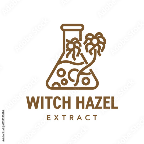 Witch Hazel Extract vector label - emblem in bold line
