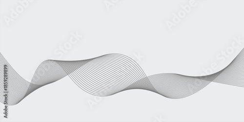 Abstract wave element for design. Digital frequency track equalizer. Stylized line art background. Vector illustration. Wave with lines created using blend tool. smooth gray