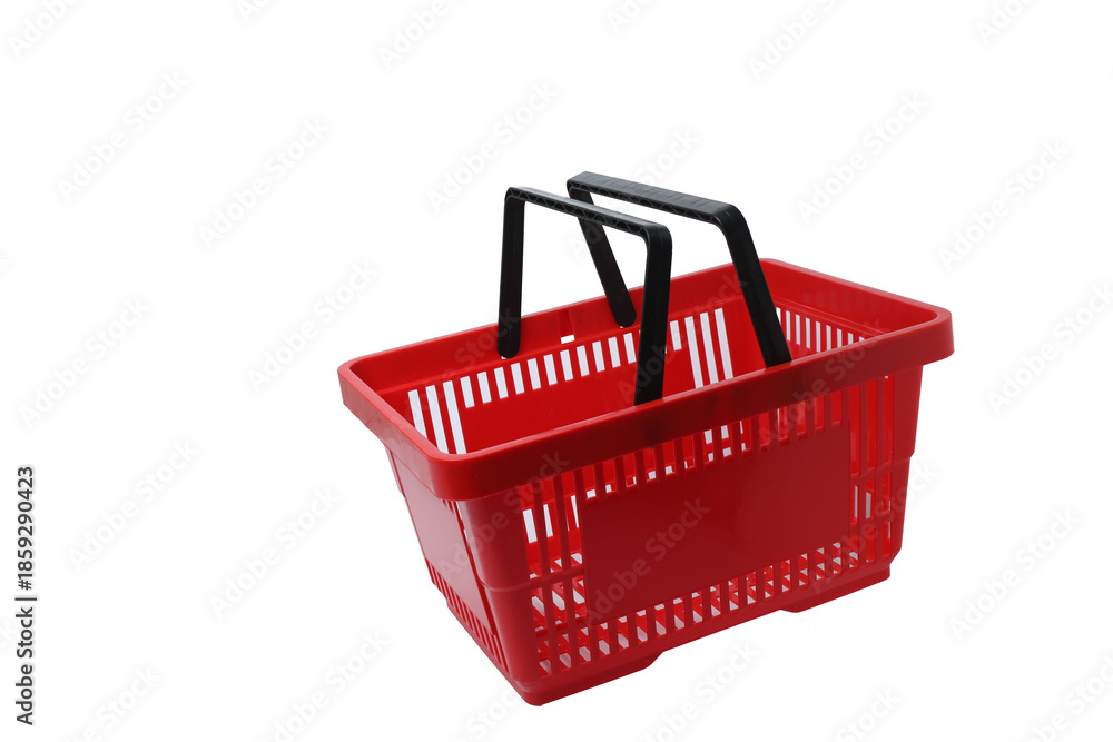 Fototapeta premium Empty supermarket shopping basket. Shopping basket, Shopping bag, isolated on white background