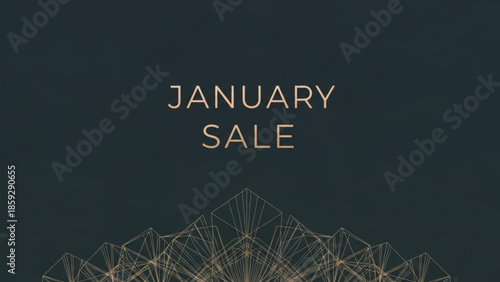 Geometric pattern with January sale text on dark background