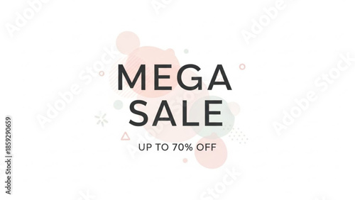 A promotional banner displaying a mega sale with up to seventy percent off in a modern minimalist design