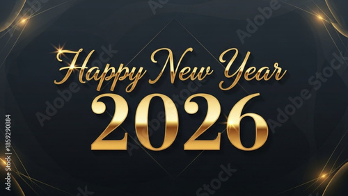 Celebrating New Year 2026 with Golden Typography on a Dark Background