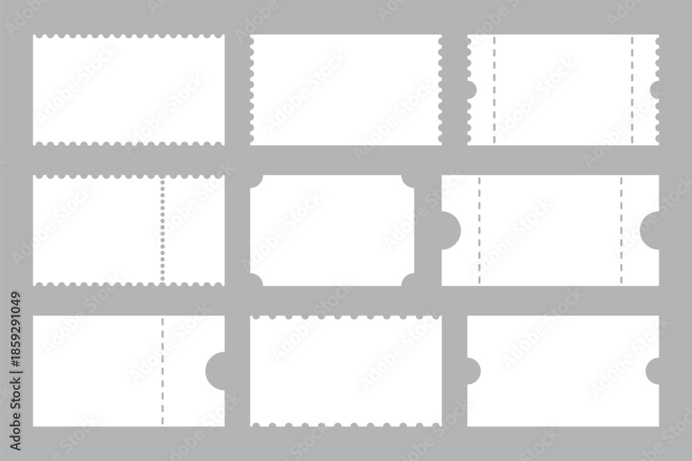 Obraz premium set of Empty Ticket mockup vector illustration. Blank Ticket collection isolated background. Ticket template design .Blank tickets mockup for entrance to the concert or show.