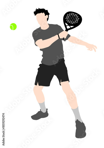 tennis padel player silhouette with ball