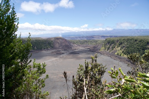 Lava flow landscape at Kilauea Volcano's crater site