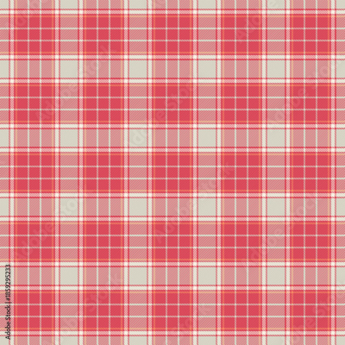 Idyllic pattern fabric plaid, outside background seamless vector. Indian check tartan texture textile in red and light colors.