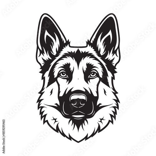 Realistic German Shepherd Head Portrait Illustration