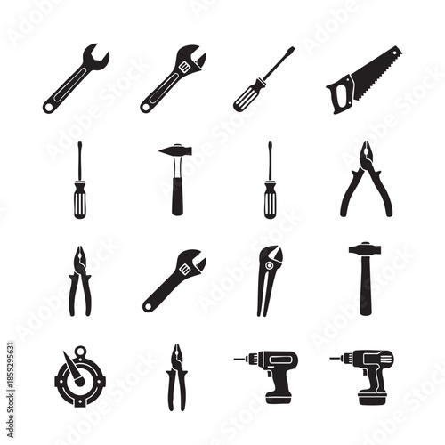 Set of Various Hand Tools and Power Tools Illustration