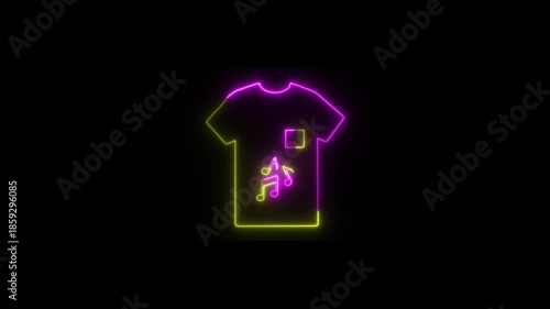 Glowing neon t-shirt icon animation, fashion and clothing neon icon animation, HD video motion.