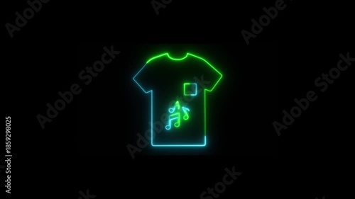 Glowing neon t-shirt icon animation, fashion and clothing neon icon animation, HD video motion.