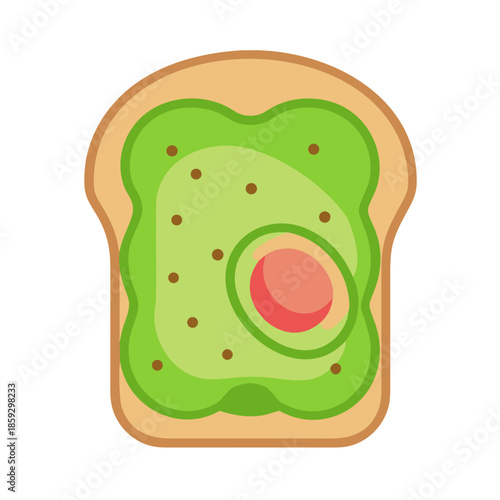 Avocado toast illustration with runny egg, flat style design
