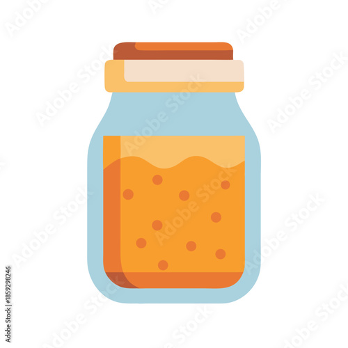 Retro style jar filled with fruit jam illustration