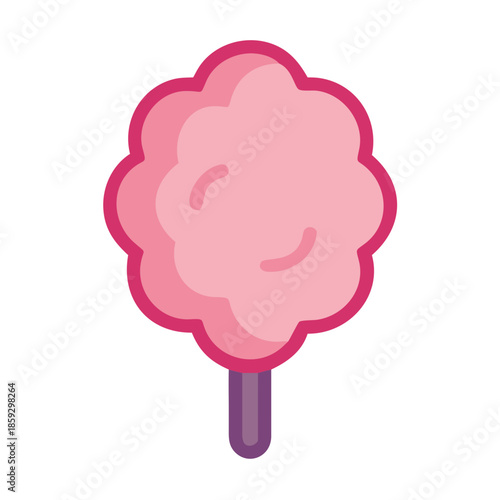 Pink cotton candy on a stick with purple base