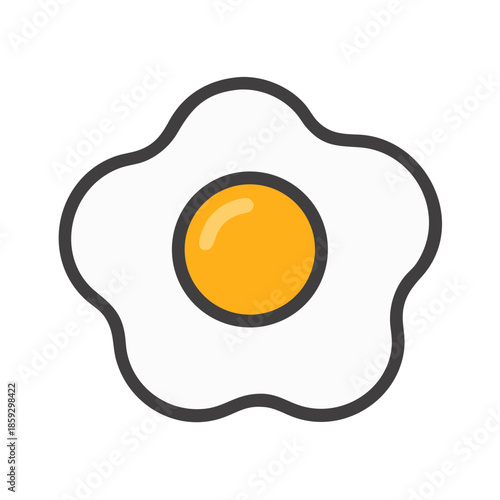 Single cartoon fried egg on a white background