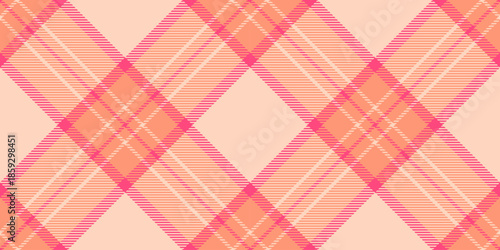Bag background vector pattern, idyllic textile tartan plaid. Cell fabric check seamless texture in red and peach puff colors.