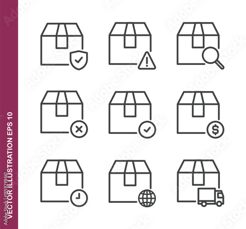 Package line icons - Mini collection and editable stroke series icon