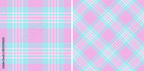 Texture plaid tartan of check vector textile with a fabric background seamless pattern. Set in light colors. Vogue fashion trends for the season.