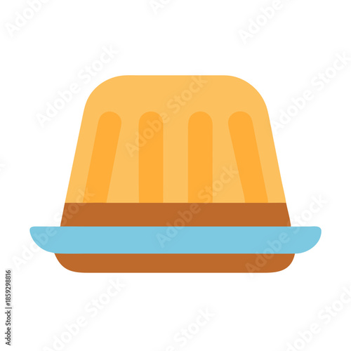Retro fruit jelly on plate in flat vector style