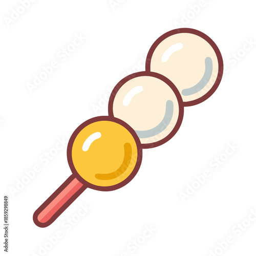 Stylized image of dango skewer against white background