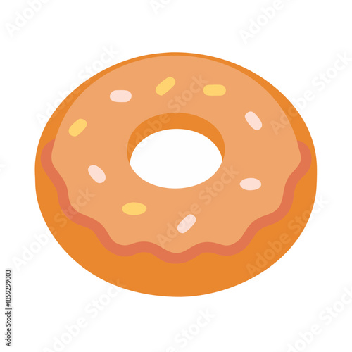 Flat illustration of a frosted donut on white background