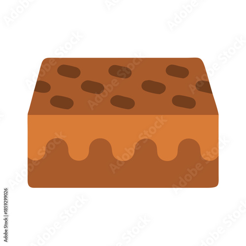 Chocolate chip brownie square with sweet frosting illustration design