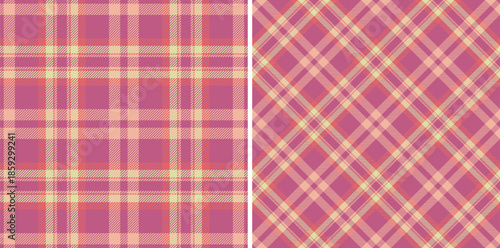 Plaid check texture of vector fabric pattern with a background seamless textile tartan. Set in christmas colors. Fashion trends for every season and holiday.