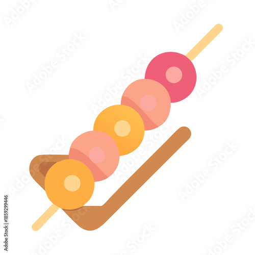 Colorful flat vector image of mochi on a stick