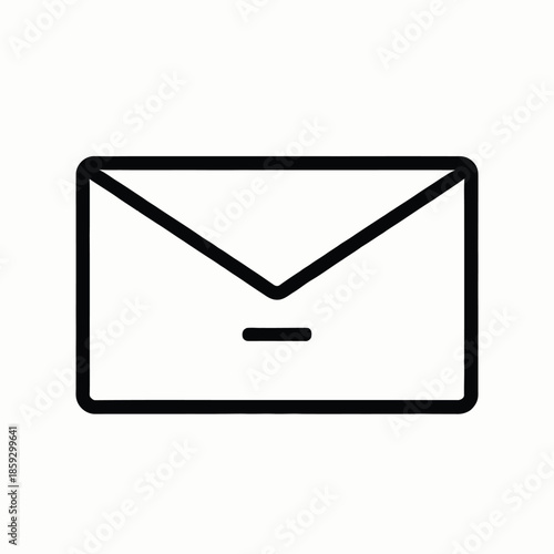 Envelope Icon in Simple Line Art Style with Black Color on White Background for Digital Interface