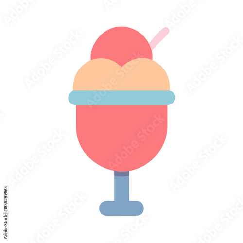 Retro flat vector illustration of an ice cream sundae