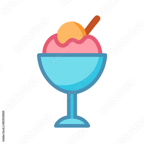 Ice cream sundae in a bowl with a spoon