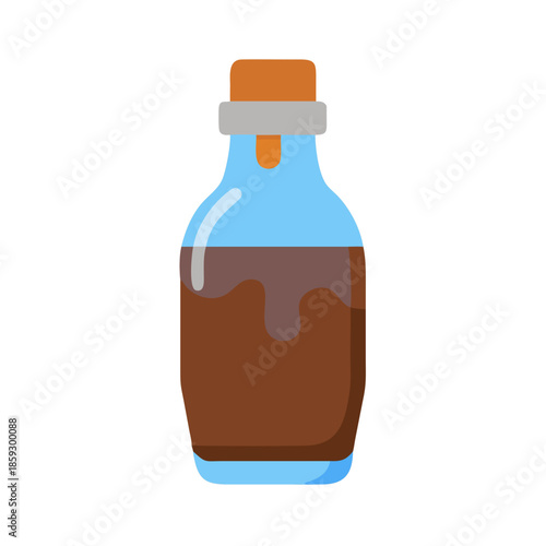Potion bottle with brown liquid and cork stopper illustration