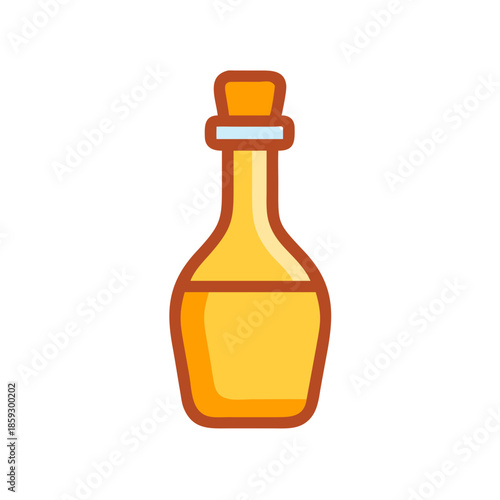 Potion bottle illustration with cork stopper on white background