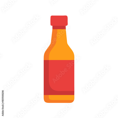 Stylized sauce bottle illustration with simple shapes on white