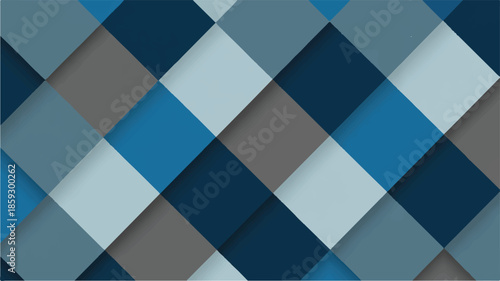 A geometric pattern of blue and grey diamonds in a repeating design viewed from directly above