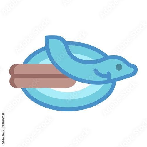 Flat vector cartoon illustration of a playful sea lion