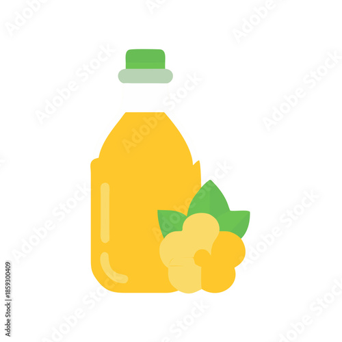 Bottle of Mustard Oil with Mustard Flower Graphic Style