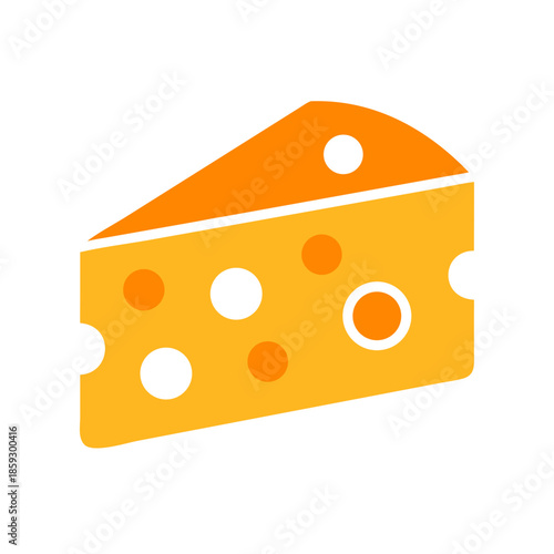 Cheese wedge illustration in yellow and orange on white