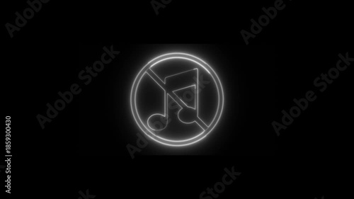 Forbidden music icon. Music no allowed, audio icon animation. Music ban symbol, 4k video